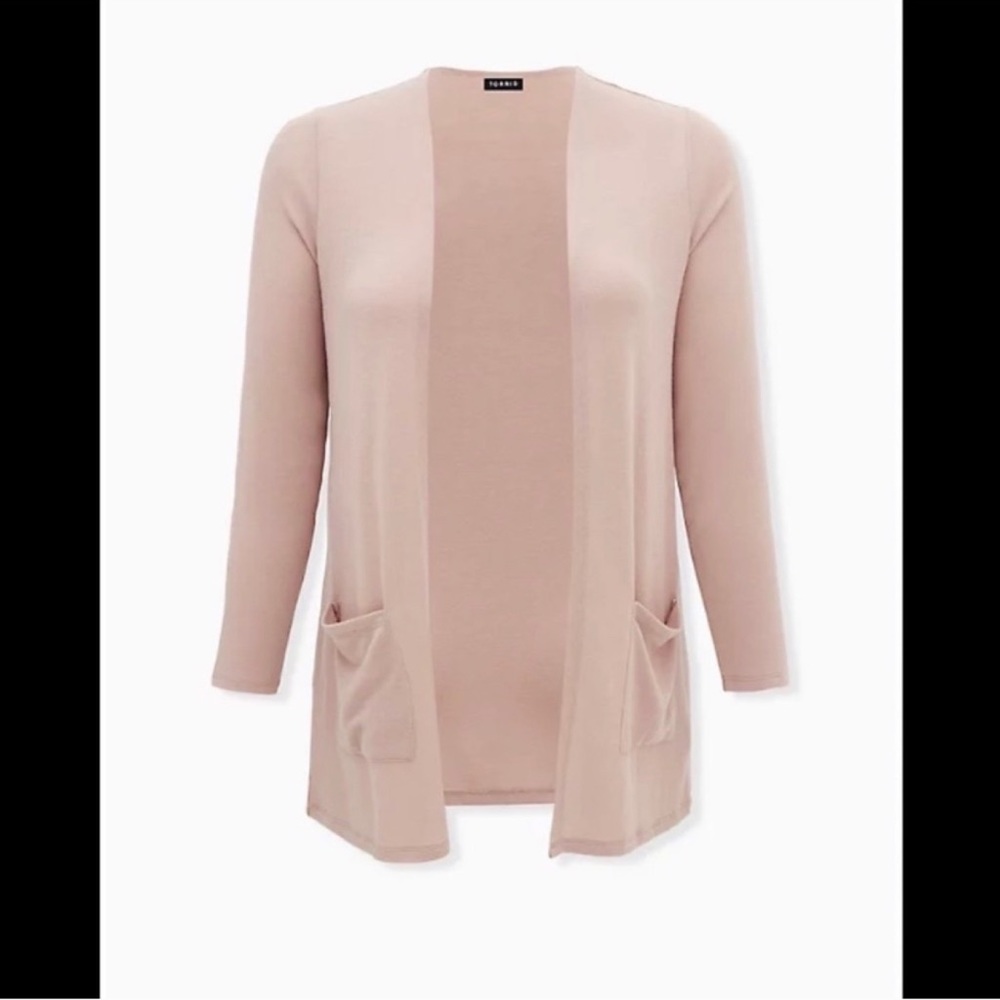 NEW Torrid 3 Open Front Straight Line Hacci Penny Cardigan, Fawn Tan Beige